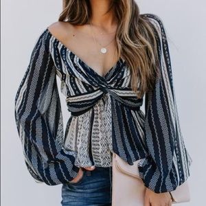 Ansel Printed Balloon Sleeves Top